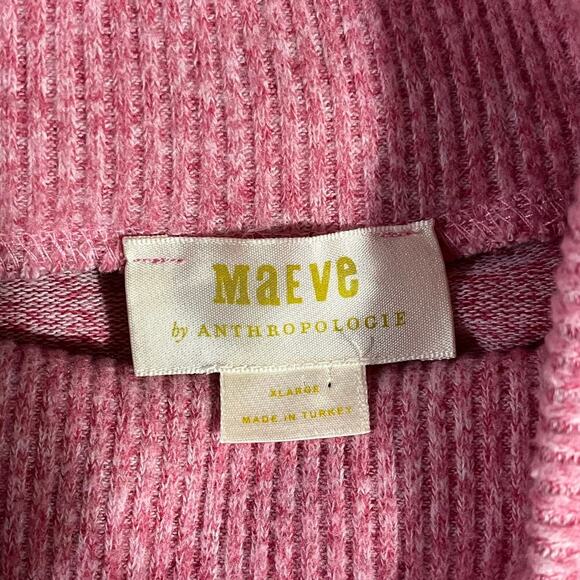 Maeve Anthropologie Laney Pink Mock Cowl Neck Ribbed Long Sleeve Sweater XL - Picture 7 of 11
